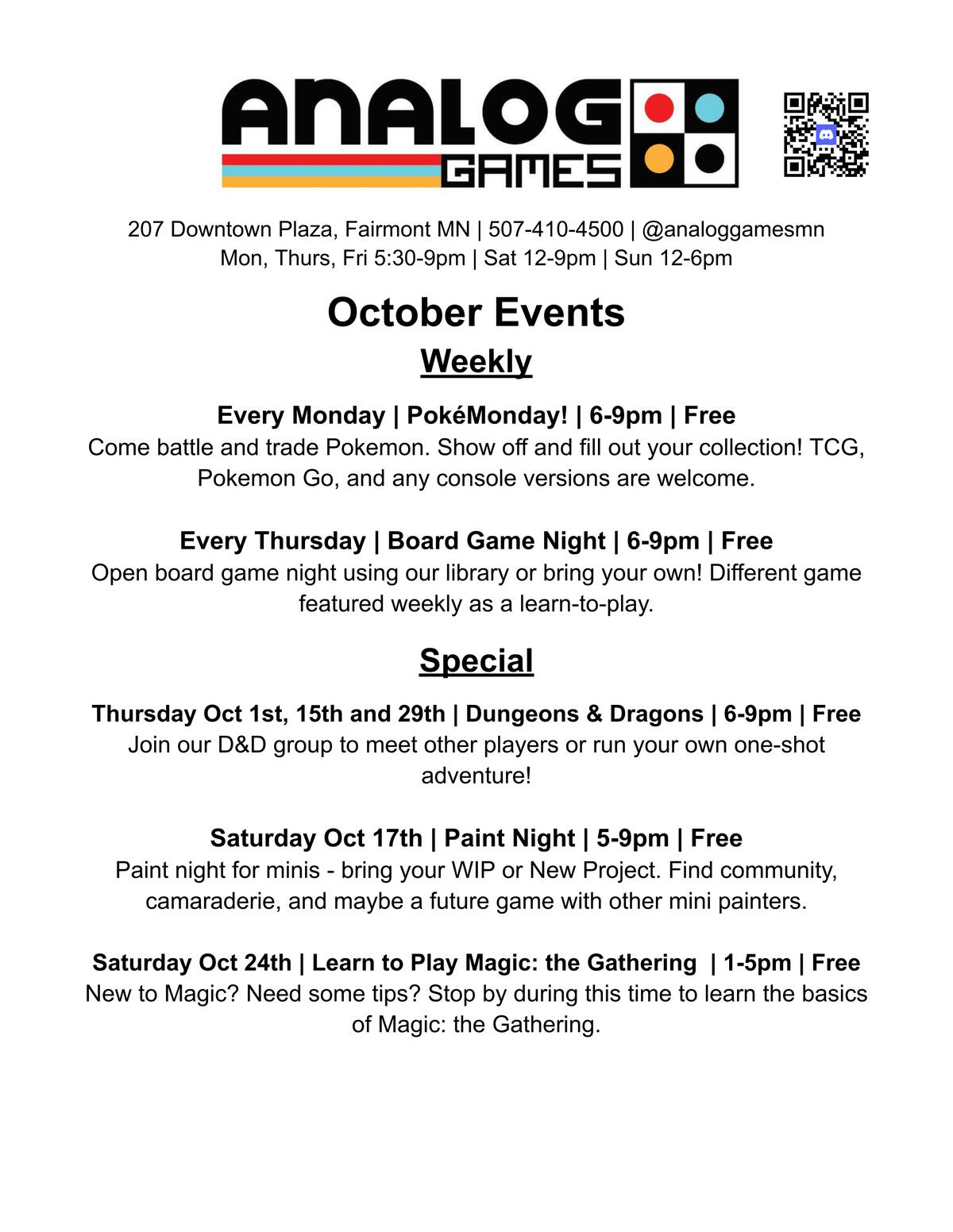 Magic the Gathering logo September Events Weekly Almost Every Friday | Friday Night Magic (Commander) | 6-9pm | $5 $5 entry gets you a pack of any standard-legal set we have in stock, and whoever wins the game receives a second pack! FNM Commander Events